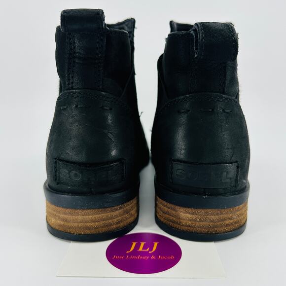 Sorel Women's Emelie Chelsea Black Waterproof Leather Ankle Boots Size 8 - Picture 6 of 11